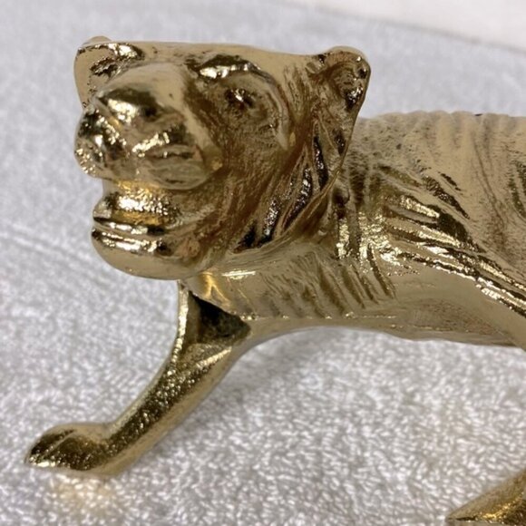 Vintage Gold Tone Jaguar Tiger Statue Figure Sculpture Cat Kitty Decor Art - Picture 11 of 14